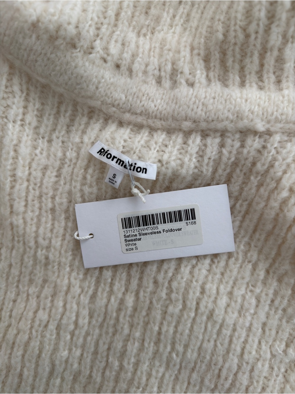 Reformation Cream Off-the-Shoulder Ribbed Knit Sweater - Picture 3 of 3